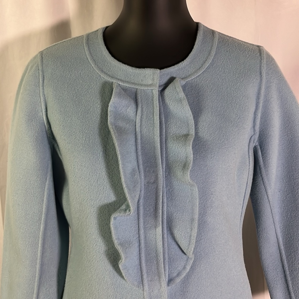 NWT Talbots Pastel Blue Ruffle Front Grace Fit Wool Jacket - Picture 4 of 16